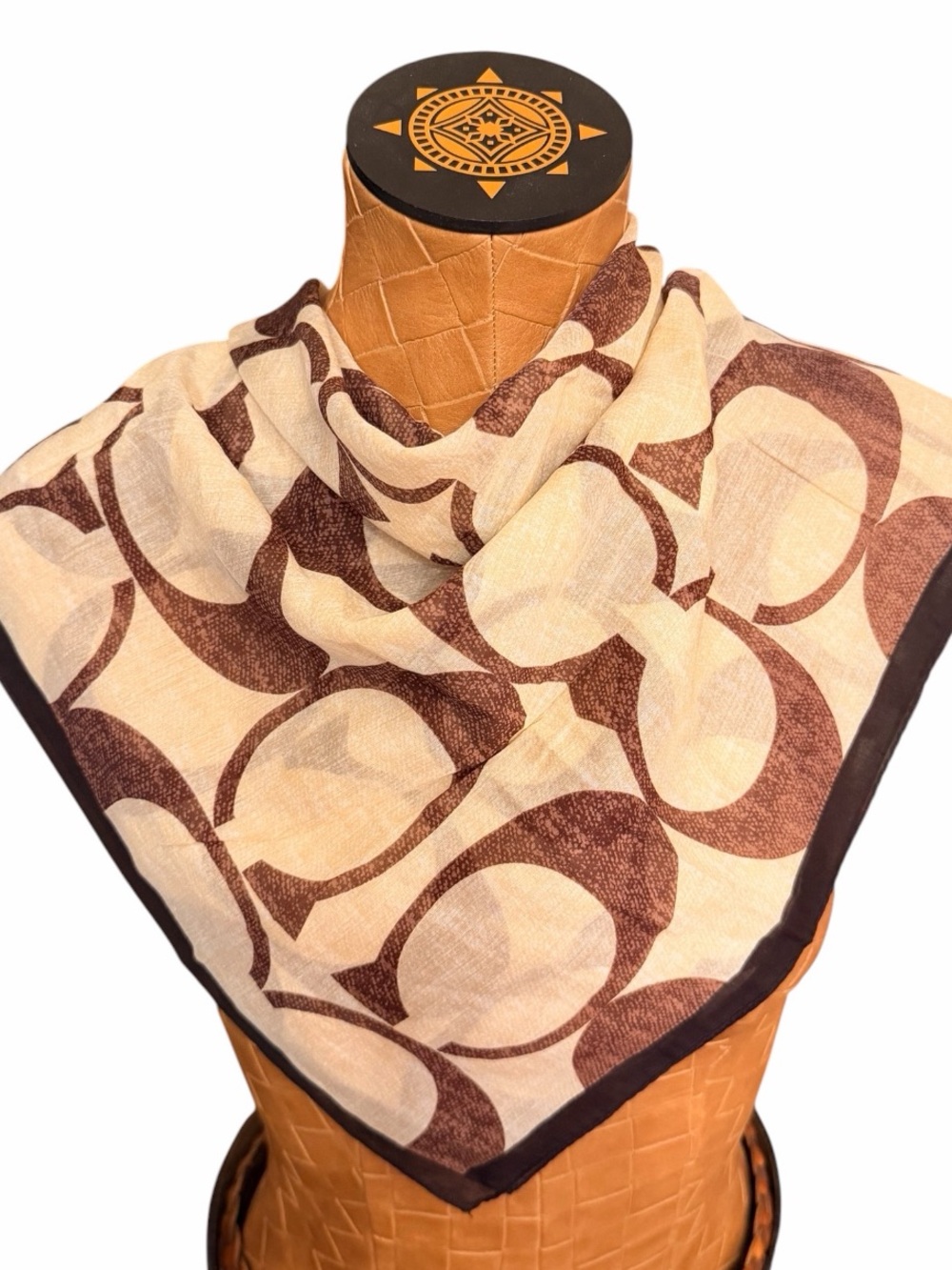 Vintage Coach Signature C Silk/Cotton Blend 27” Scarf - Picture 3 of 9